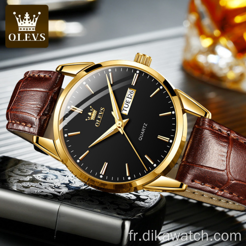 OLEVS Top marque de luxe hommes classique Quartz étanche montre bracelet en cuir calendrier décontracté affaires mode homme montre Reloj Mujer